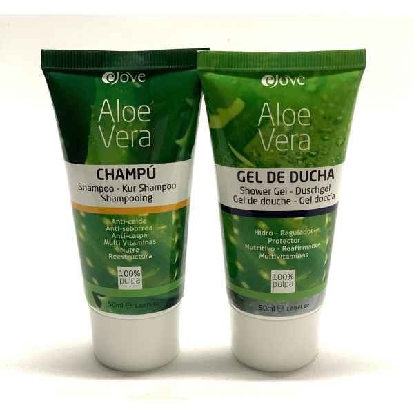 eJove - 100 % Aloe Vera Set - Shampoo 50 ml + Shower Gel 50 ml