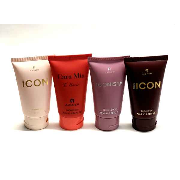 Aigner - 4tlg.- ICON/Cara Mia Shower Gel á 75 ml + ICON/Iconista Body Lotion á 75 ml - NEU