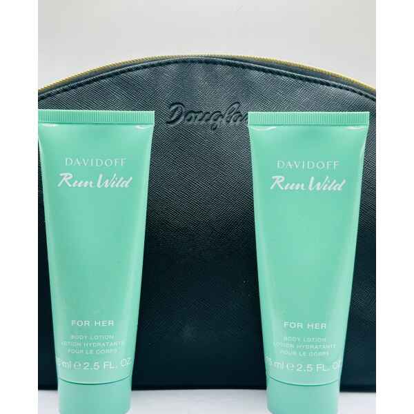 davidoff run wild for her body lotion 2x 75ml + kosmetiktasche