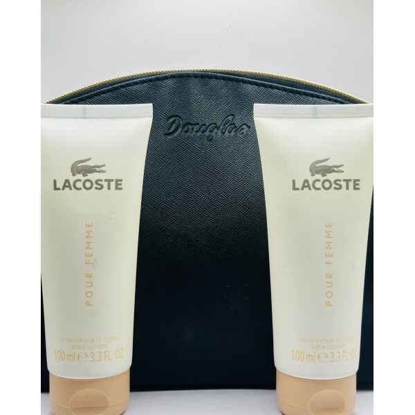 lacoste pour femme body lotion 2x 100ml + kosmetiktasche